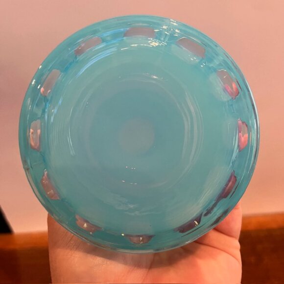 Vintage Fostoria Heirloom Blue Opalescent Swung Ribbed Candle Taper Holder - Picture 8 of 8